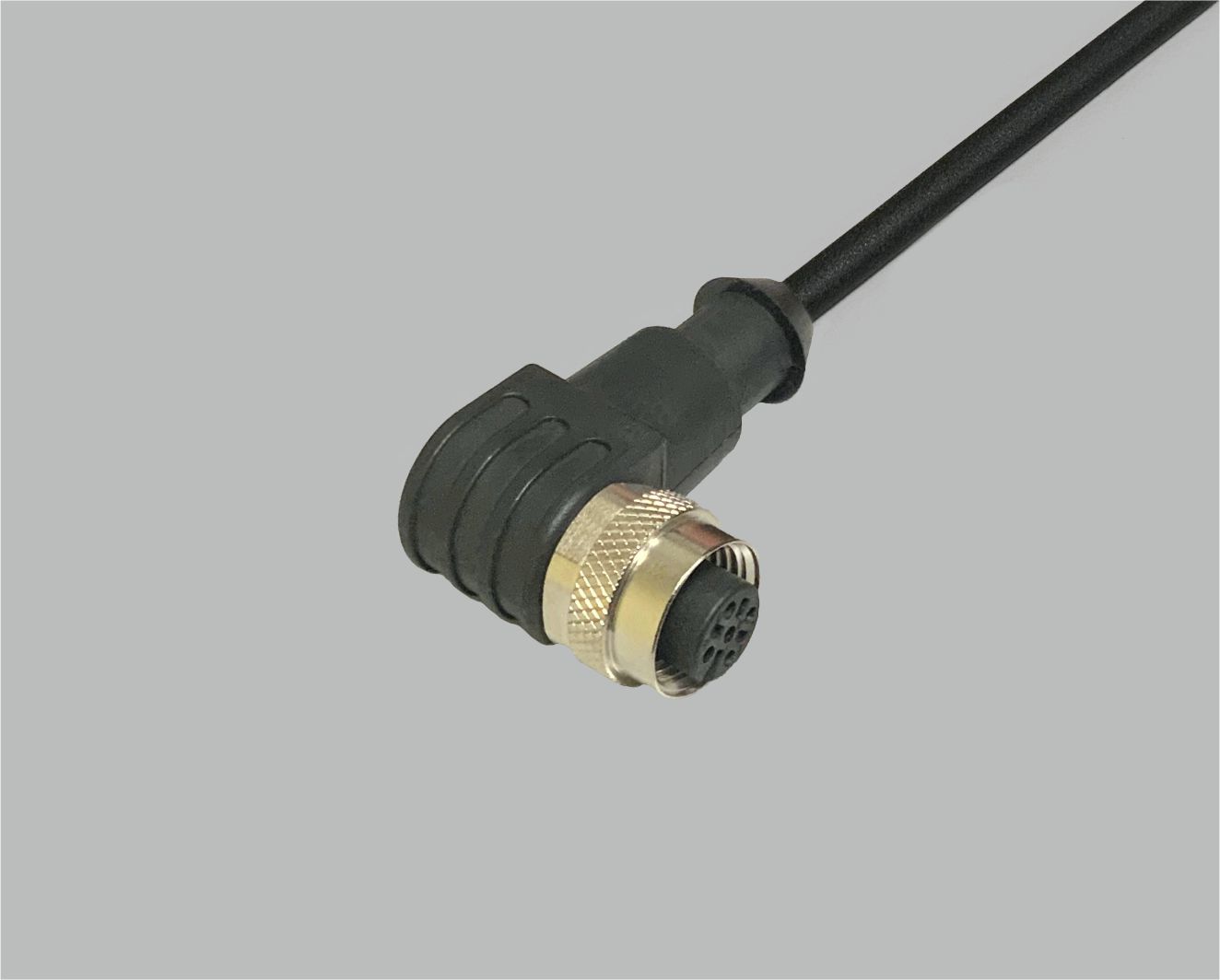 M12 Sensor/Aktor Anschlussleitung PUR, Kupplung gewinkelt, 3-polig, auf offenes Ende, 0,34 mm², schwarz, 2 m