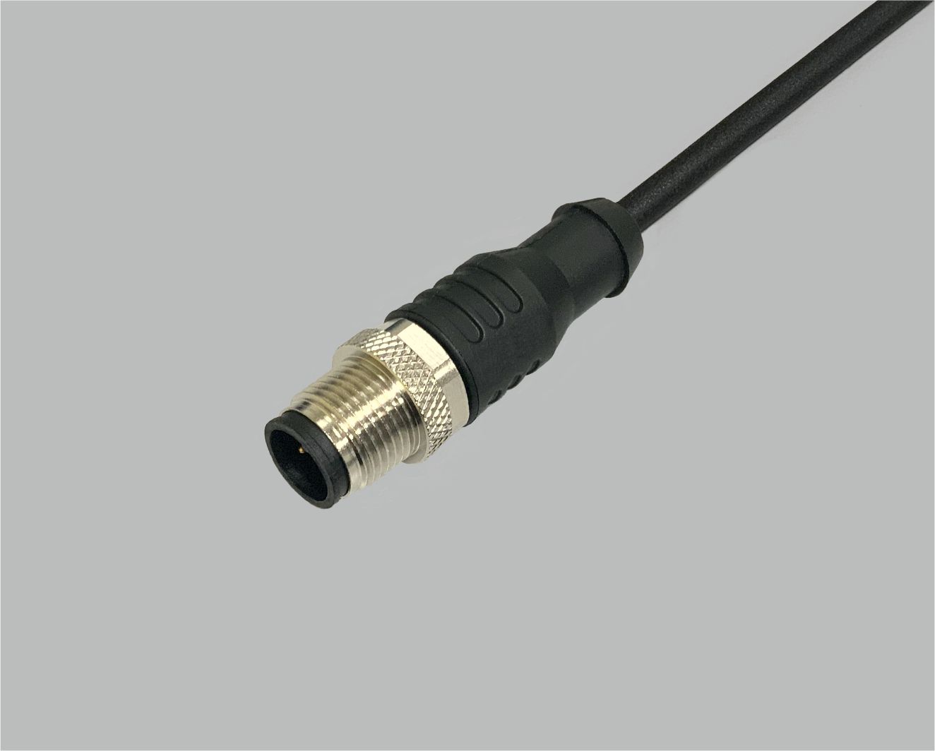 M12 Sensor/Aktor Anschlussleitung PUR, Stecker gerade, 3-polig, auf offenes Ende, 0,34 mm², schwarz, 2 m