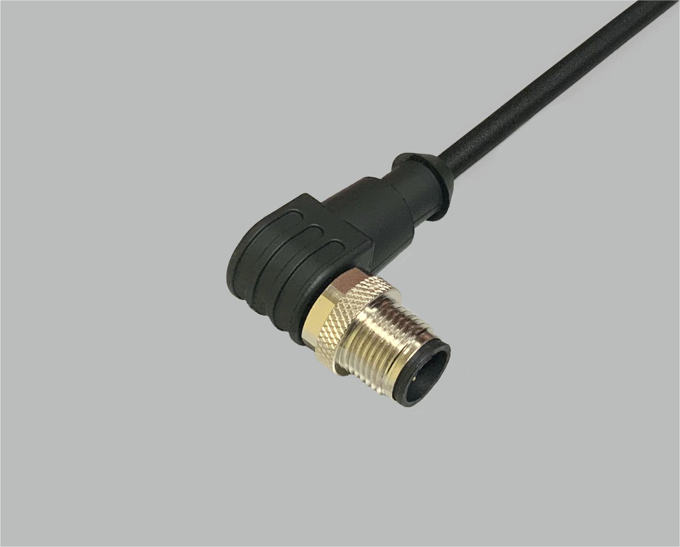 M12 sensor/actuator connection cable PU, angled plug, 3-pin, to open end, 0.34 mm², black, 2 m