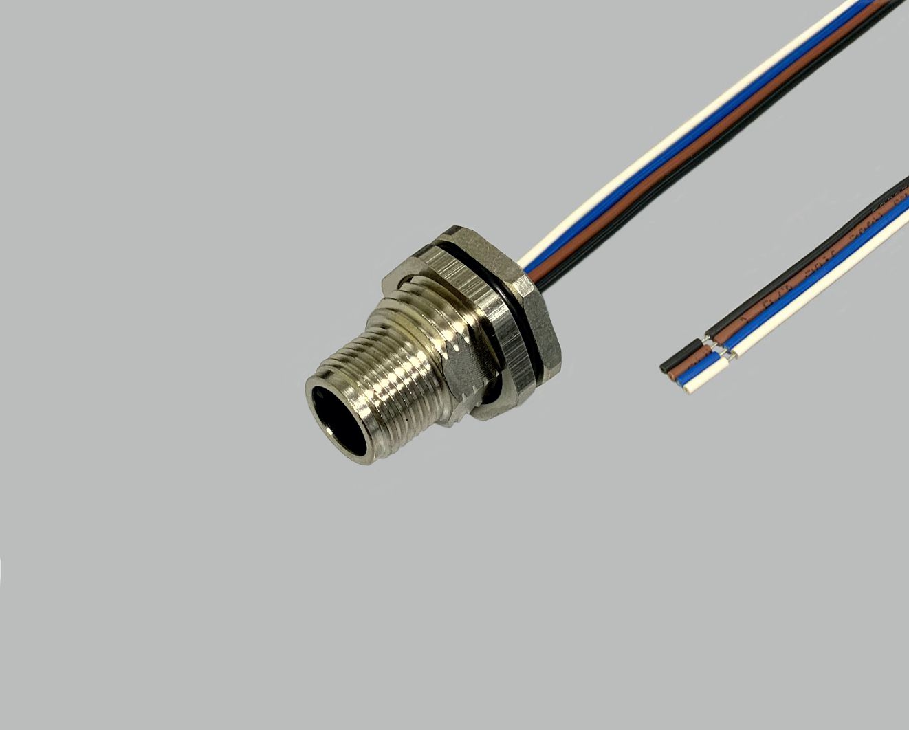 M12 Sensor/Aktor Einbaustecker Hinterwandmontage, 3-polig, mit Litze 0,5 m , 0,25 mm², 7mm Teilabzug, M16