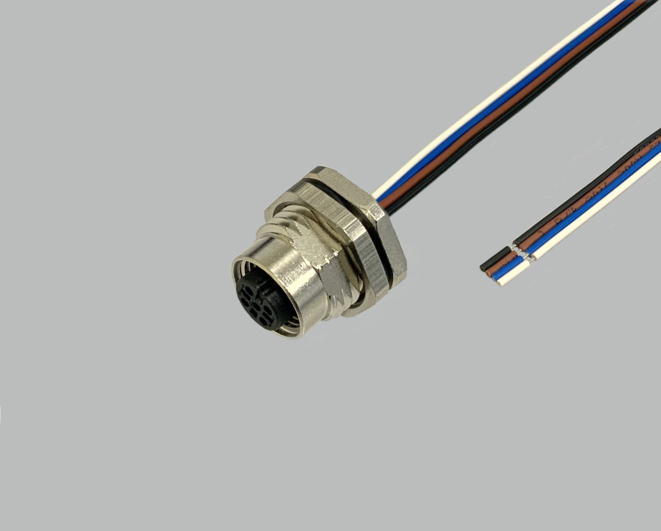 M12 Sensor/Aktor Einbaubuchse Hinterwandmontage, 3-polig, mit Litze 0,5 m , 0,25 mm², 7mm Teilabzug, M16
