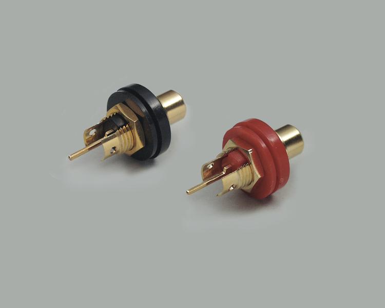build-in RCA socket, red housing, insulated installation, High-end design
