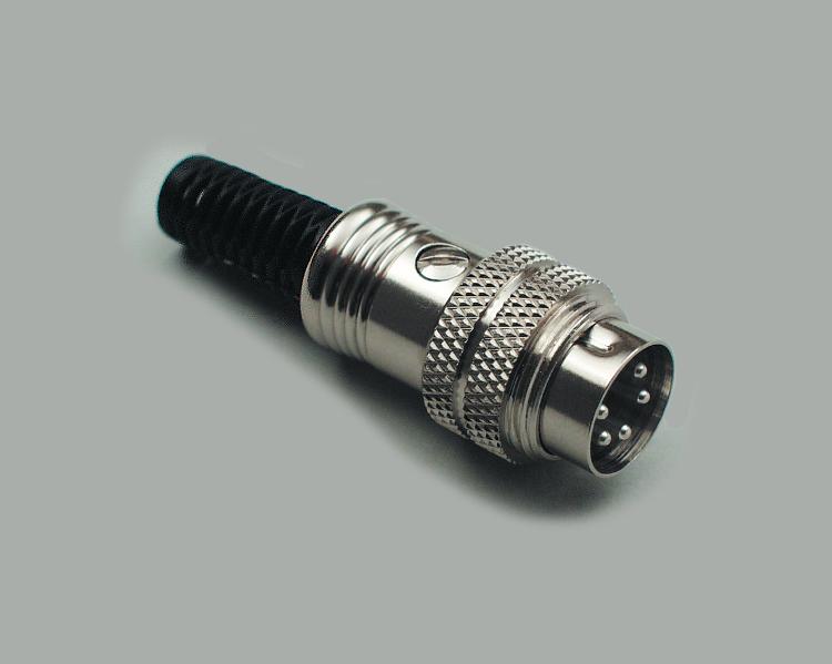 DIN plug, 5-pin, 180°, metal, screw type