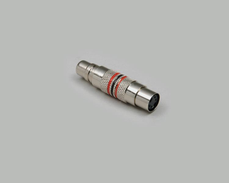 RCA jack to Mini-DIN jack adapter, 4-pin, metal housing