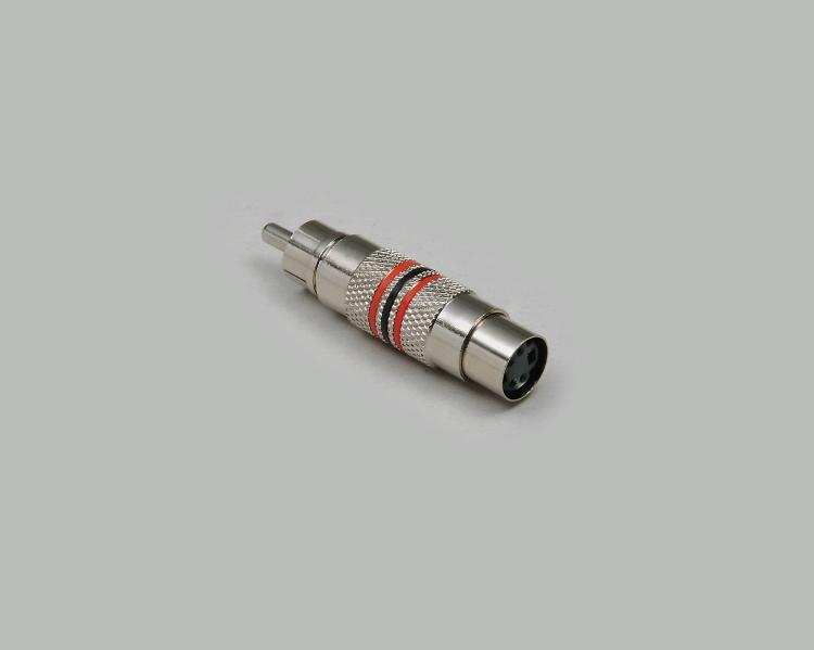 RCA plug to Mini-DIN jack adapter, 4-pin, metal housing