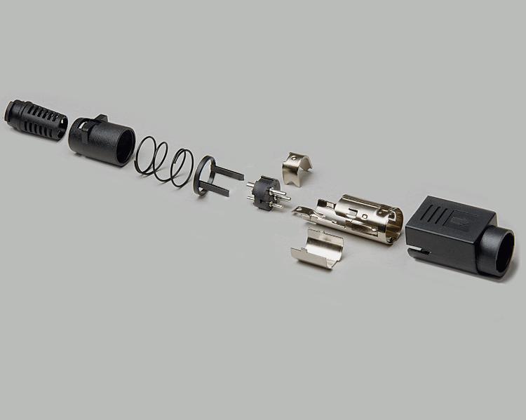 mains plug, 3-pin, lock type, plastic housing, max. 20VDC/7,5A