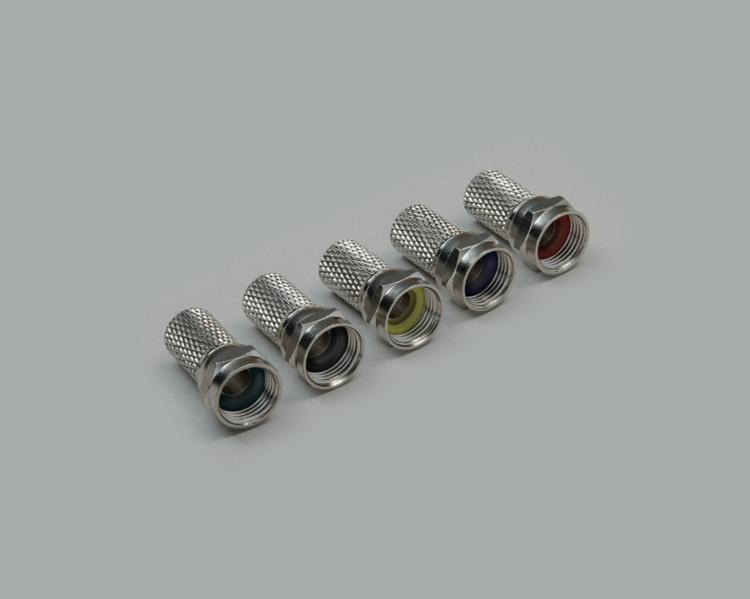 F-plug, screw type 6,6mm, black O-ring, cable-Ø 6,8mm