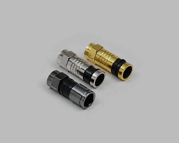 F compression plug, nickel plated, cable-Ø 6,8mm