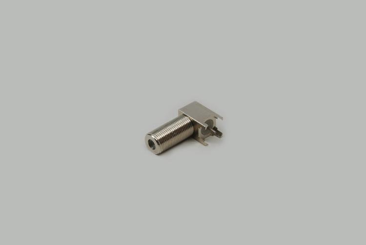 angled build-in F-socket, PCB type 90°, Delrin, 75 Ohm