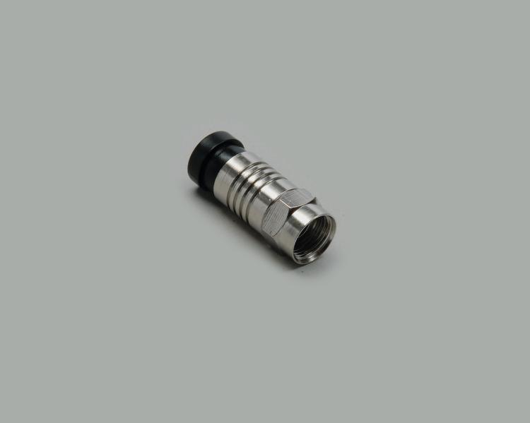 F compression plug, nickel plated housing, insulation 5,2mm, for cable-Ø 8,2mm