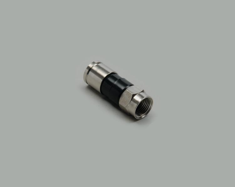 F compression plug, nickel plated housing, insulation 5,0mm, for cable-Ø 6,8-7,4mm