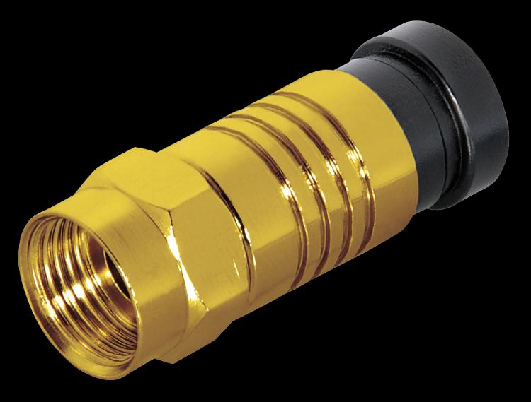 F compression plug, gold plated housing, insulation 5,2mm, for cable-Ø 8,2mm