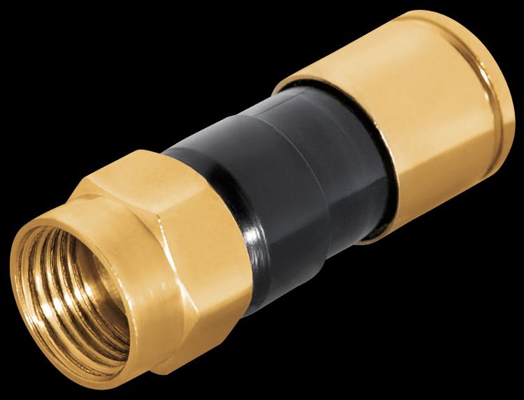 F compression plug, gold plated housing, insulation 5,0mm, for cable-Ø 6,8-7,4mm