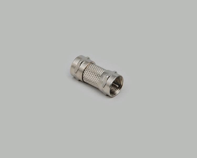 F-plug to F-plug adapter, Delrin, 75 Ohm