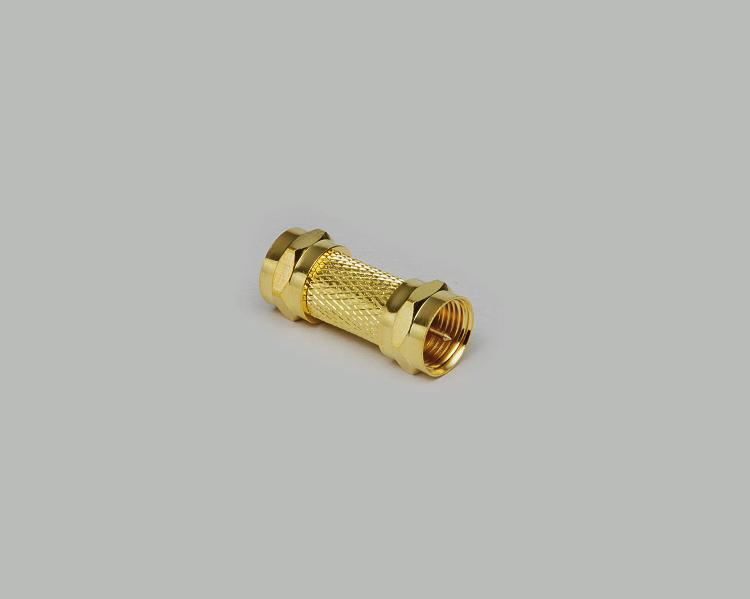 F-plug to F-plug adapter, fully gold plated, Delrin, 75 Ohm