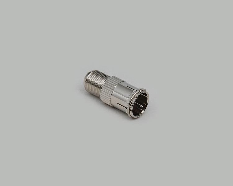 F-quick plug to F-jack adapter, Delrin, 75 Ohm
