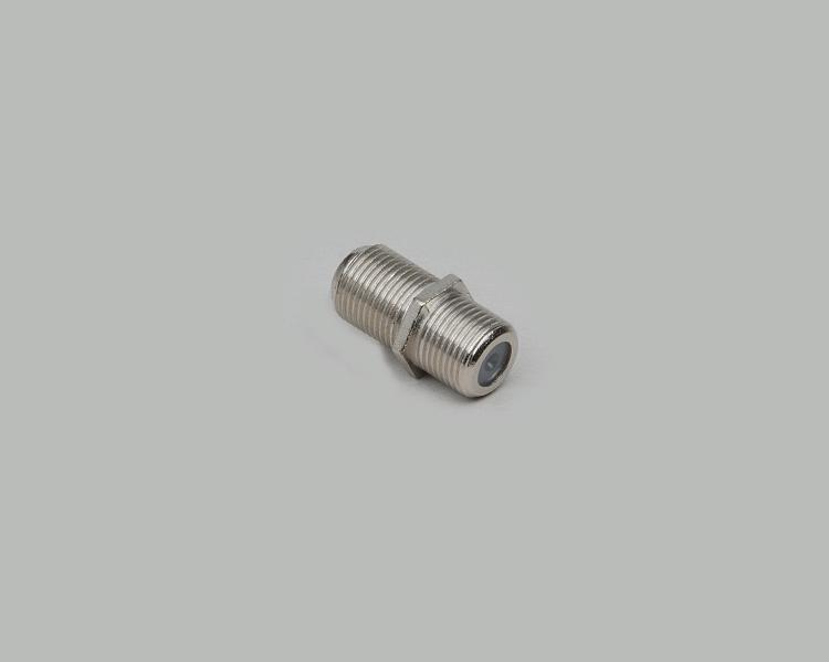 F-jack to F-jack adapter, without nut, Delrin, 75 Ohm