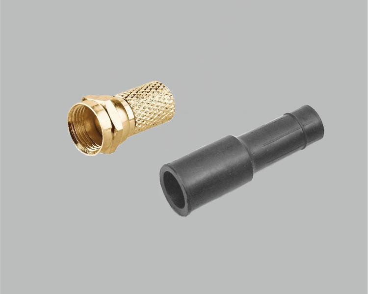 Set: f plug 7,5mm gold plated + f plug rubber connector