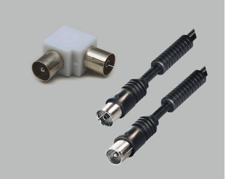 Koax-Anschluss-Set, Anschlusskabel und Adapter, Kunststoff