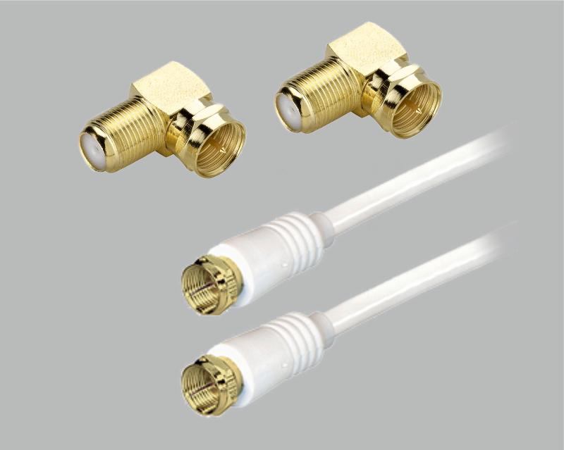 SAT-connection-set, 1x SAT-connection cable and 2x angled adaptor, gold plated