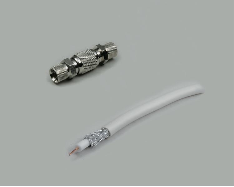 coax-connection-set, coax-cable 10m + f-connector, twist on