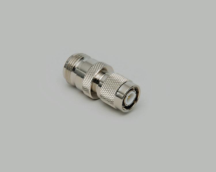 TNC plug to N-jack adapter, Delrin