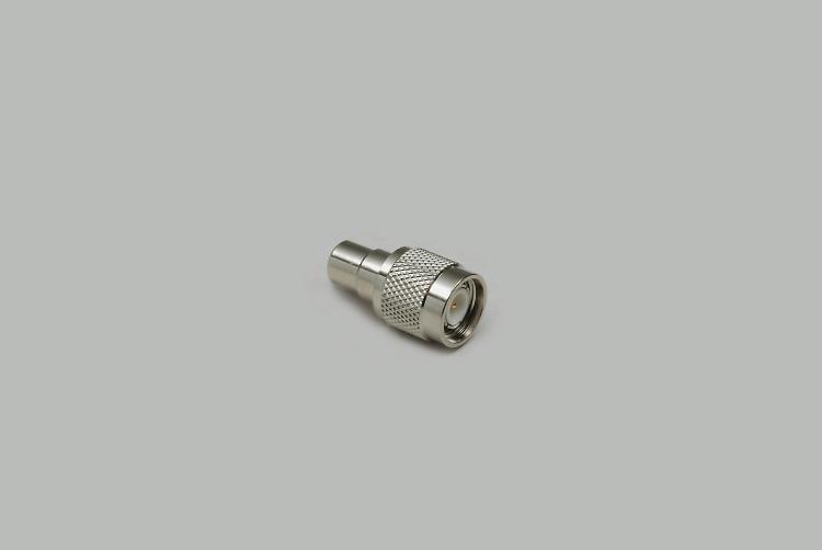 TNC plug to RCA jack adapter, Delrin, 50 Ohm