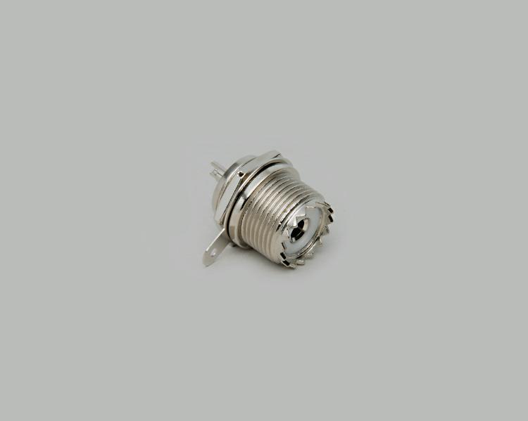 build-in UHF socket, solder type, single hole mounting, Delrin