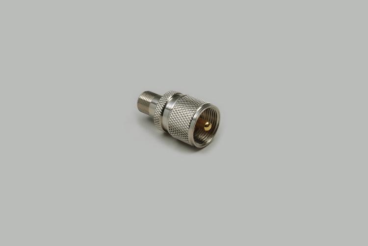 UHF plug to F jack adapter, Delrin