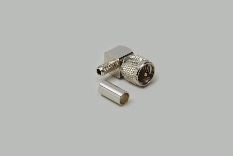 right angled Mini-UHF plug, crimp type,  RG 58/U, Teflon, 50 Ohm