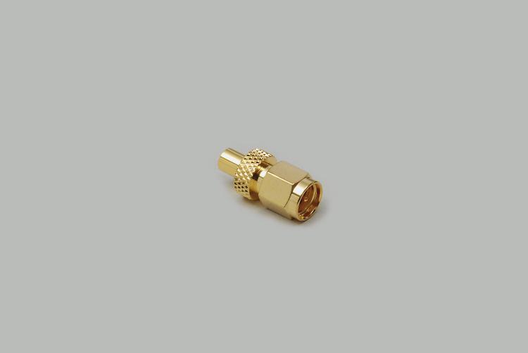 SMA plug to MCX jack adapter, fully gold plated, Teflon, 50 Ohm