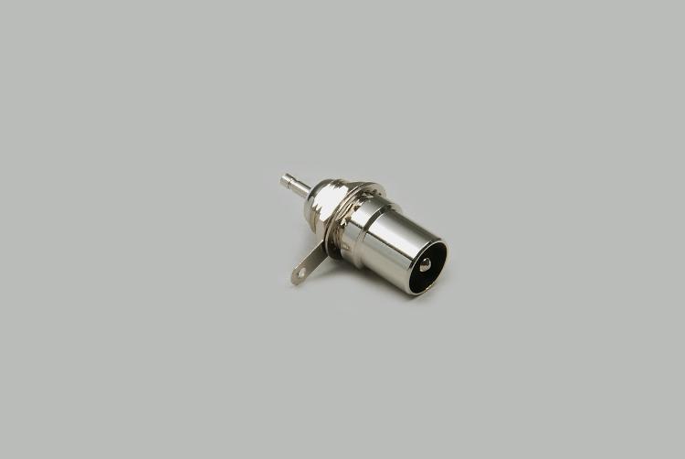 build-in coax plug, Ø 9,5mm, solder type, single hole mounting, 75 ohm
