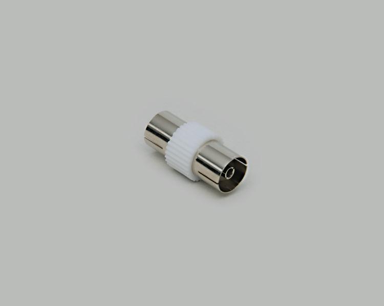coax socket to coax socket adapter, plastic housing, Ø 9,5mm