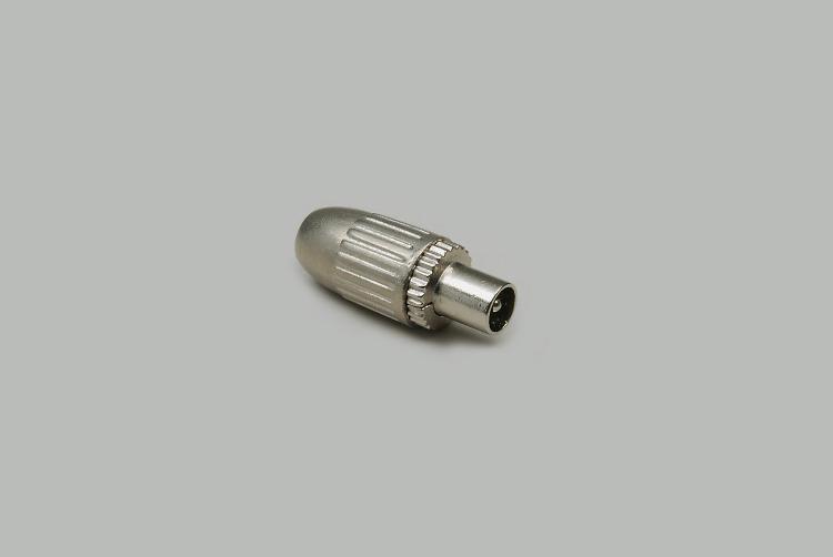 coax plug, screw type, pressure casting, shielded, screening factor ≥ 75 dB, 75 Ohm