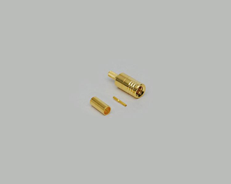 SMB plug, crimp type, fully gold plated, RG174/U, Teflon, 50 Ohm