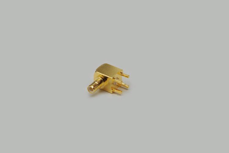 build-in SMB socket, PCB type 90°, fully gold plated, Teflon, 50 Ohm