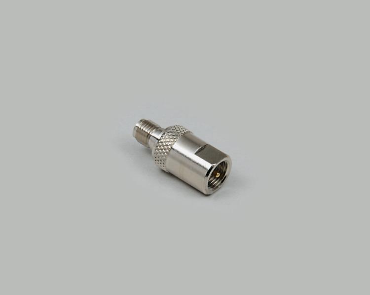 SMA socket to FME plug adapter, Delrin, 50 Ohm