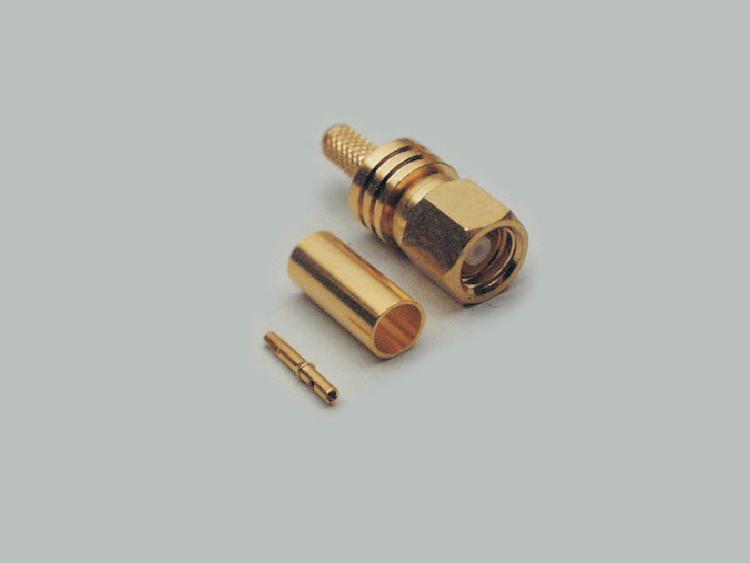 SMC plug, crimp type, fully gold plated, RG 178/ 196, Teflon, 50 Ohm