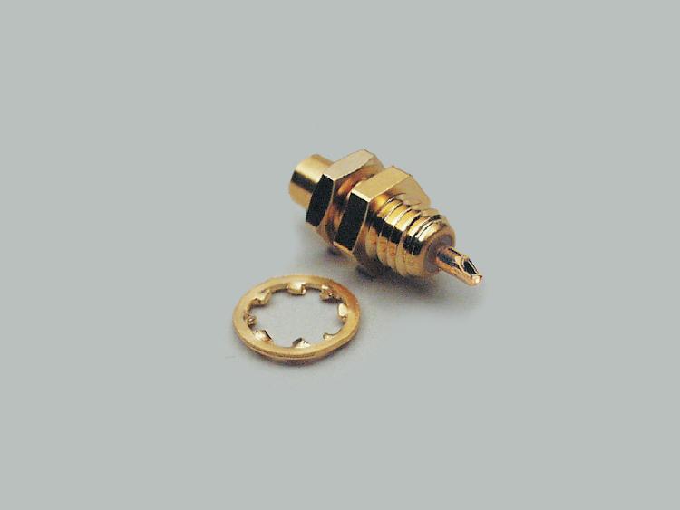 build-in SMC socket, solder type, fully gold plated, fitted from the front, Teflon, 50 Ohm