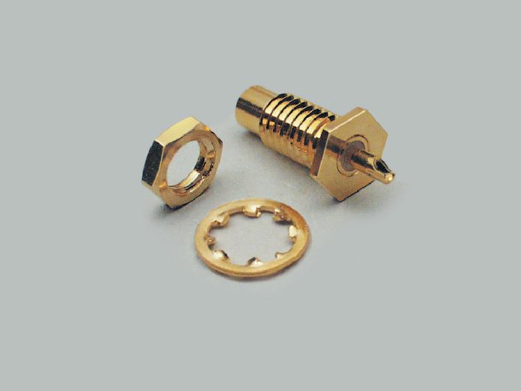 build-in SMC socket, solder type, fully gold plated, fitted from the back, Teflon, 50 Ohm