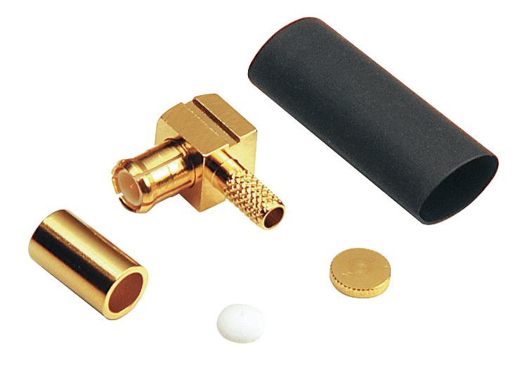 right angled MCX plug, crimp type, fully gold plated, RG 174/ 188/ 316/U, Teflon, 50 Ohm