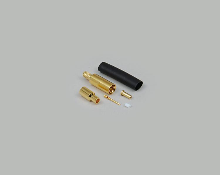 SSMB plug, crimp type, fully gold plated, RG 178/U, Teflon, 50 Ohm