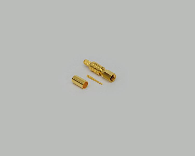 SSMC plug, crimp type, fully gold plated, RG 174/U, Teflon, 50 Ohm