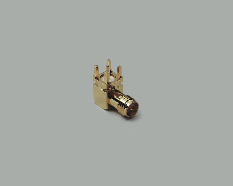 build-in SMA reverse socket, PCB type 90°, fully gold plated, Teflon, 50 ohm