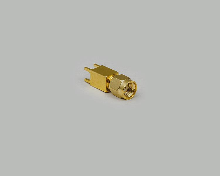 build-in SMA reverse plug, PCB type 180°, long version, fully gold plated, Teflon, 50 Ohm