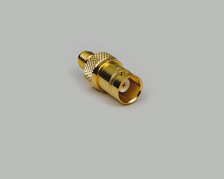 SMA reverse socket to BNC socket adapter, fully gold plated, Teflon, 50 Ohm