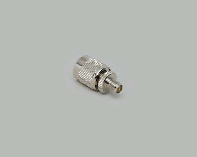 SMA reverse socket to TNC plug adapter, Teflon, 50 Ohm