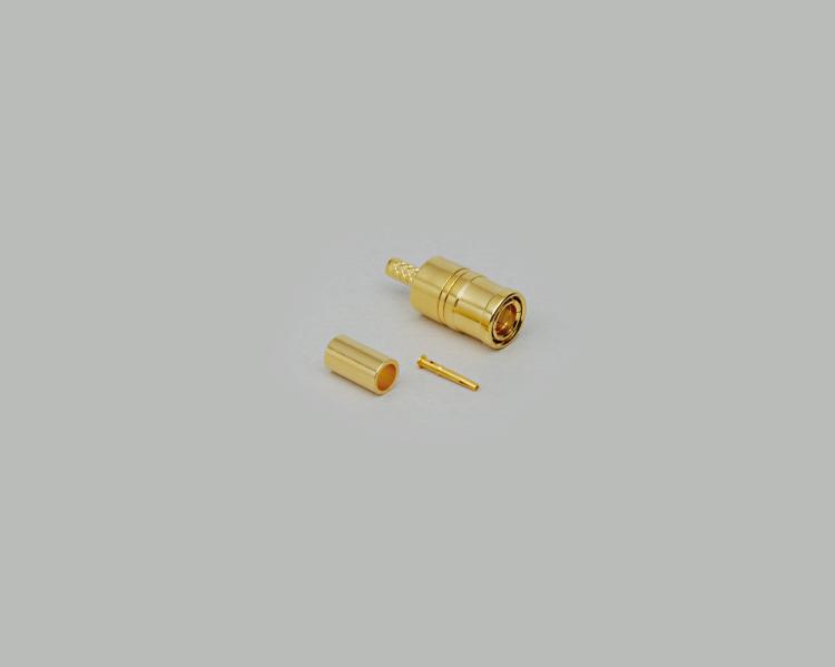 SMB reverse plug, crimp type, fully gold plated, Belden H 155, Teflon, 50 Ohm