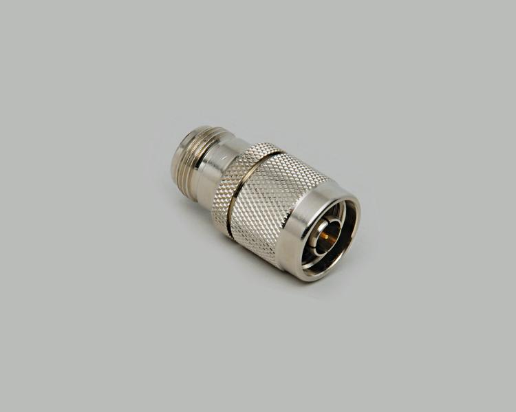 N reverse socket to N plug adapter, Teflon, 50 Ohm