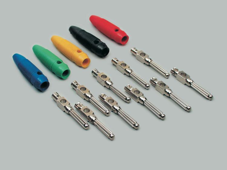 bunch plug, screw type, highly flexible and crush-proofed, black insulated PVC sleeve, cross-hole, cable-Ø 2,5mm